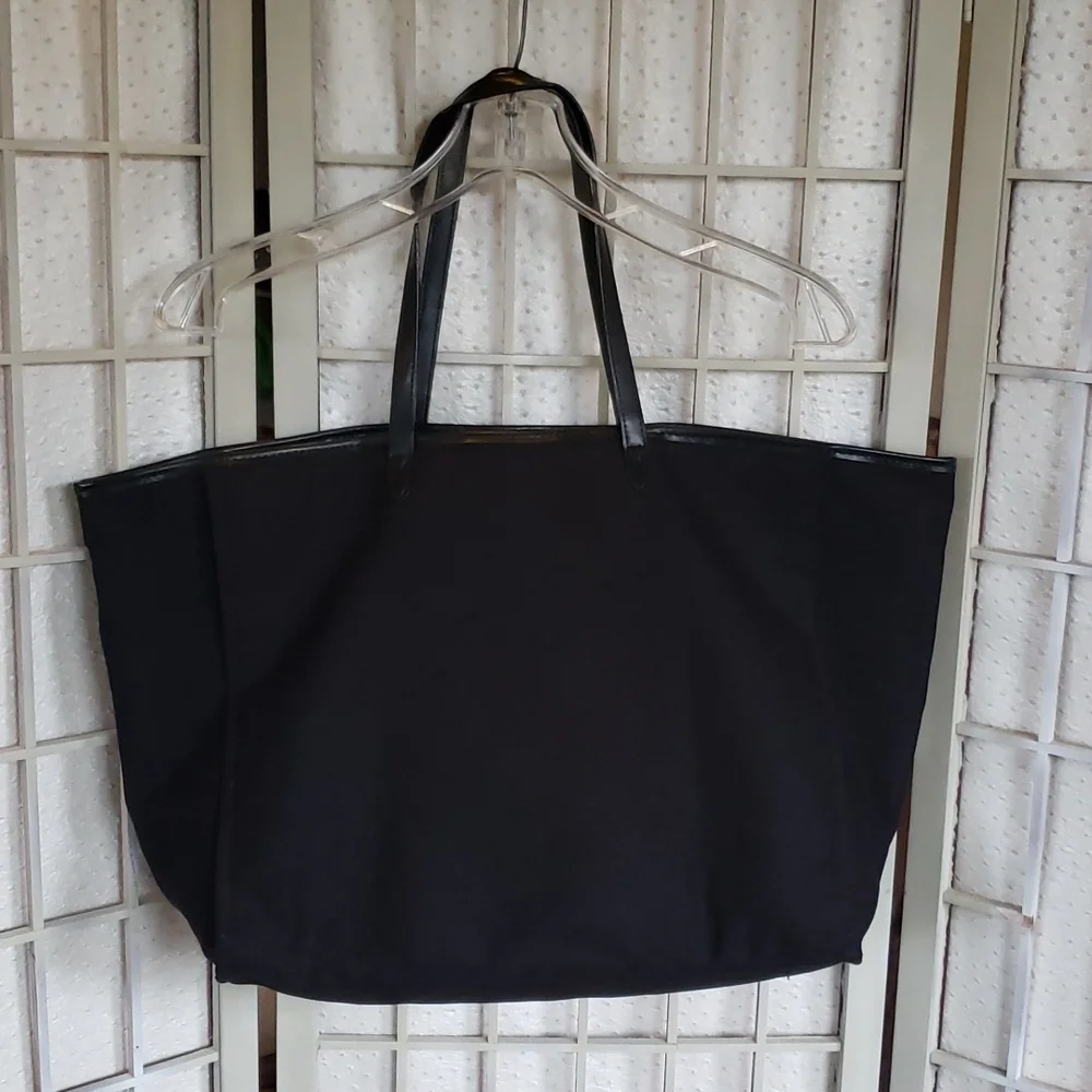 Victoria Secret black canvas with sequin details tote bag